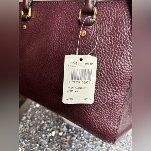 Coach Dark Purple Satchel with Gold Accents - Picture 5 of 15